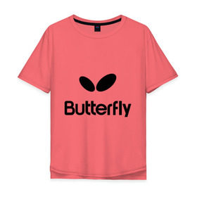 Мужская футболка хлопок Oversize с принтом Butterfly , 100% хлопок | свободный крой, круглый ворот, “спинка” длиннее передней части | buterfly | батерфляй | настольный теннис | ракетка | теннис | теннисный корт