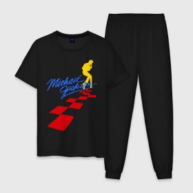 Мужская пижама хлопок с принтом Michael Jackson (11) , 100% хлопок | брюки и футболка прямого кроя, без карманов, на брюках мягкая резинка на поясе и по низу штанин
 | майкл джексон