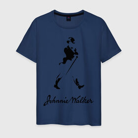 Мужская футболка хлопок с принтом Johnnie Walker (2) , 100% хлопок | прямой крой, круглый вырез горловины, длина до линии бедер, слегка спущенное плечо. | Тематика изображения на принте: johnnie walker | бар | бармен | виски | джонни уокер