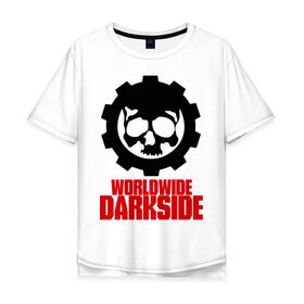 Мужская футболка хлопок Oversize с принтом Worldwide Darkside , 100% хлопок | свободный крой, круглый ворот, “спинка” длиннее передней части | Тематика изображения на принте: сторона | темная | череп | черепушка | шестеренка | электро | электронная