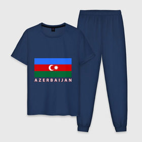 Мужская пижама хлопок с принтом Азербайджан , 100% хлопок | брюки и футболка прямого кроя, без карманов, на брюках мягкая резинка на поясе и по низу штанин
 | Тематика изображения на принте: azerbaijan | azerbaijan map | jan jan azerbaijan
азербайджан | map | азербайджанец | карта азербайджана