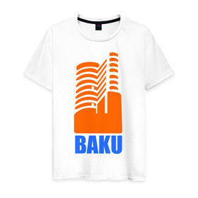 Мужская футболка хлопок с принтом Баку , 100% хлопок | прямой крой, круглый вырез горловины, длина до линии бедер, слегка спущенное плечо. | azerbaijan | baku | баку | баку  «гыз галасы»   «девичья башня»азербайджан