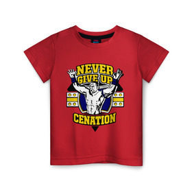 Детская футболка хлопок с принтом WWE John Cena Never Give Up (3) , 100% хлопок | круглый вырез горловины, полуприлегающий силуэт, длина до линии бедер | джон сина