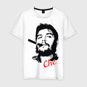 Мужская футболка хлопок с принтом Че Гевара с сигарой , 100% хлопок | прямой крой, круглый вырез горловины, длина до линии бедер, слегка спущенное плечо. | che | guevara | гевара | куба | личность | революция | че