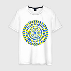 Мужская футболка хлопок с принтом Психоделика полноцвет , 100% хлопок | прямой крой, круглый вырез горловины, длина до линии бедер, слегка спущенное плечо. | гипноз | гипнотические | круг | оптическая иллюзия