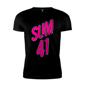 Мужская футболка премиум с принтом Sum 41 logo , 92% хлопок, 8% лайкра | приталенный силуэт, круглый вырез ворота, длина до линии бедра, короткий рукав | sum 41 | музыка | панк рок | рок | сам 41