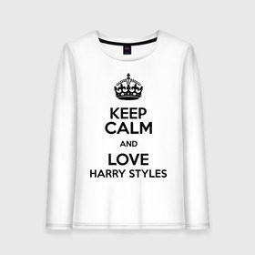 Женский лонгслив хлопок с принтом Keep calm and love Harry Styles , 100% хлопок |  | 1d | harry styles | keep calm | music | one direction | гарри стайлс