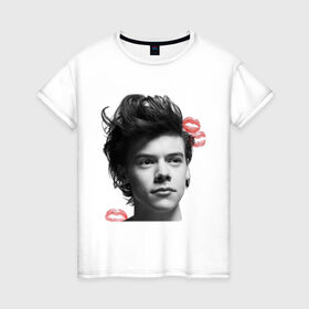 Женская футболка хлопок с принтом Harry Styles , 100% хлопок | прямой крой, круглый вырез горловины, длина до линии бедер, слегка спущенное плечо | 1d | keep calm | music | one direction | гарри стайлс