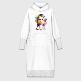 Платье удлиненное хлопок с принтом Kurt Cobain ,  |  | kurt cobain | nirvana | pock | wpap | знаменитости | курт кобейн | нирвана | рок