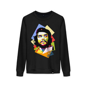 Женский свитшот хлопок с принтом Che Guevara , 100% хлопок | прямой крой, круглый вырез, на манжетах и по низу широкая трикотажная резинка  | че гевара