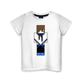 Детская футболка хлопок с принтом Лололошка майнкрафт , 100% хлопок | круглый вырез горловины, полуприлегающий силуэт, длина до линии бедер | лололошка