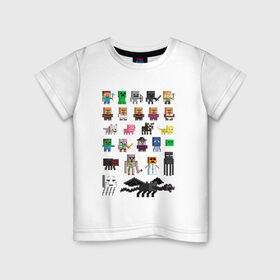 Детская футболка хлопок с принтом Мобы Minecraft , 100% хлопок | круглый вырез горловины, полуприлегающий силуэт, длина до линии бедер | крипер