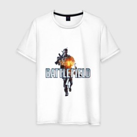 Мужская футболка хлопок с принтом Battlefield 4 , 100% хлопок | прямой крой, круглый вырез горловины, длина до линии бедер, слегка спущенное плечо. | логотип battlefield 4bf battlefield