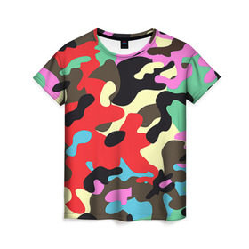 Женская футболка 3D с принтом Камуфляж , 100% полиэфир ( синтетическое хлопкоподобное полотно) | прямой крой, круглый вырез горловины, длина до линии бедер | army | military | армия | камуфляж