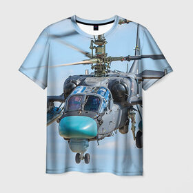 Мужская футболка 3D с принтом КА 52 , 100% полиэфир | прямой крой, круглый вырез горловины, длина до линии бедер | авиация | аллигатор | армия | боевой | ввс | вертолет | военная техника | ка 52 | ударный | черная акула
