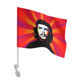 Флаг для автомобиля с принтом Че Гевара , 100% полиэстер | Размер: 30*21 см | куба | поп арт | революционер | чегевара