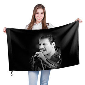 Флаг 3D с принтом Фредди Меркьюри , 100% полиэстер | плотность ткани — 95 г/м2, размер — 67 х 109 см. Принт наносится с одной стороны | freddie mercury | queen. | автор песен | британский | вокалист | певец | рок группа | фредди меркьюри