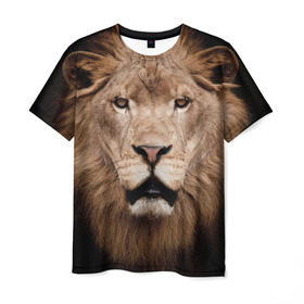 Мужская футболка 3D с принтом Царь зверей , 100% полиэфир | прямой крой, круглый вырез горловины, длина до линии бедер | власть | дикая кошка | животное | король джунглей | лев | львица | мощь | мудрость | охотник | сила | хитрость | хищник | царь зверей
