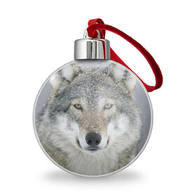 Ёлочный шар с принтом Добрый волк , Пластик | Диаметр: 77 мм | Тематика изображения на принте: взгляд | волк | волки | оскал