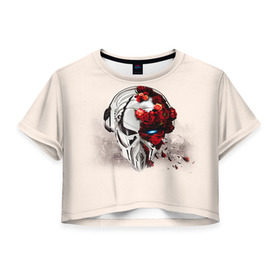 Женская футболка 3D укороченная с принтом Пиратская станция 5 , 100% полиэстер | круглая горловина, длина футболки до линии талии, рукава с отворотами | and | dnb | drumm | pirate | station | бэйс | драм | пиратская | станция