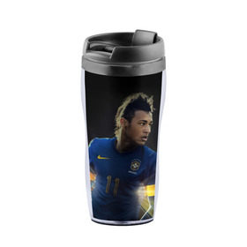 Термокружка-непроливайка с принтом Neymar , внутренняя часть — пищевой пластик, наружная часть — прозрачный пластик, между ними — полиграфическая вставка с рисунком | объем — 350 мл, герметичная крышка | барселона | бразилия | неймар | футбол | футболист