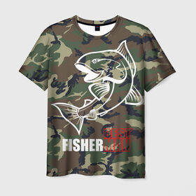 Мужская футболка 3D с принтом Лучший рыбак , 100% полиэфир | прямой крой, круглый вырез горловины, длина до линии бедер | best fisherman | camouflage | fish | fishing | man | камуфляж | лучший рыбак | мужчина | рыба | рыбалка