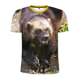 Мужская футболка 3D спортивная с принтом Росомаха , 100% полиэстер с улучшенными характеристиками | приталенный силуэт, круглая горловина, широкие плечи, сужается к линии бедра | животные | лес | медведи | охота | природа | туризм