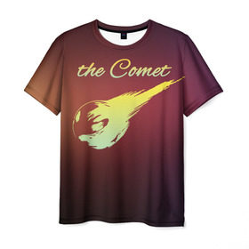 Мужская футболка 3D с принтом Летящая комета , 100% полиэфир | прямой крой, круглый вырез горловины, длина до линии бедер | Тематика изображения на принте: комета | космос | красиво | надписи | планета