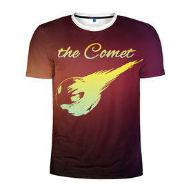 Мужская футболка 3D спортивная с принтом Летящая комета , 100% полиэстер с улучшенными характеристиками | приталенный силуэт, круглая горловина, широкие плечи, сужается к линии бедра | Тематика изображения на принте: комета | космос | красиво | надписи | планета