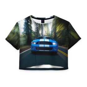 Женская футболка 3D укороченная с принтом Форд , 100% полиэстер | круглая горловина, длина футболки до линии талии, рукава с отворотами | ford | автогонка | автомобиль | бампер | гонка | дорога | езда | лес | на трассе | погоня | скорость | тачка | трасса | фары | форд | шоссе