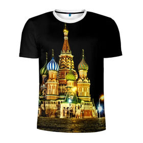 Мужская футболка 3D спортивная с принтом Москва , 100% полиэстер с улучшенными характеристиками | приталенный силуэт, круглая горловина, широкие плечи, сужается к линии бедра | kremlin | moscow | russia | город | кремль | москва | ночь | огни | река
