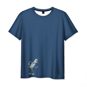 Мужская футболка 3D с принтом bender F , 100% полиэфир | прямой крой, круглый вырез горловины, длина до линии бедер | bender | futurama | planet express | бендер | блестящий | робот | футурама