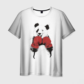 Мужская футболка 3D с принтом Панда боксер , 100% полиэфир | прямой крой, круглый вырез горловины, длина до линии бедер | бамбук | бамбуковый медведь | бокс | боксерские | брызги | енот | животное | коала | красивый | красная книга | кунгфу | медведь | милый | мишка | очки | панда | перчатки | пот | прикол | прикольный