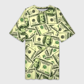 Платье-футболка 3D с принтом Benjamin Franklin ,  |  | 3d | benjamin franklin | америка | богатство | валюта | денежные купюры | деньги | доллар | зеленые | сша | текстуры