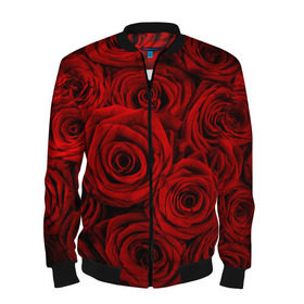 Мужской бомбер 3D с принтом Красные розы , 100% полиэстер | застегивается на молнию, по бокам два кармана без застежек, по низу бомбера и на воротнике - эластичная резинка | букет | красный | розы | цветы