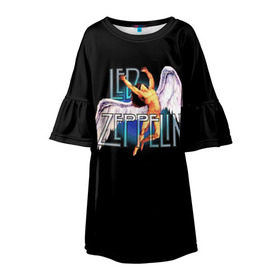Детское платье 3D с принтом Led Zeppelin Angel , 100% полиэстер | прямой силуэт, чуть расширенный к низу. Круглая горловина, на рукавах — воланы | рок