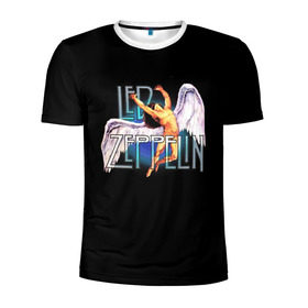 Мужская футболка 3D спортивная с принтом Led Zeppelin Angel , 100% полиэстер с улучшенными характеристиками | приталенный силуэт, круглая горловина, широкие плечи, сужается к линии бедра | Тематика изображения на принте: рок