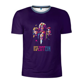 Мужская футболка 3D спортивная с принтом Led Zeppelin Color , 100% полиэстер с улучшенными характеристиками | приталенный силуэт, круглая горловина, широкие плечи, сужается к линии бедра | рок