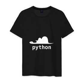 Мужская футболка хлопок с принтом Питон - язык программирования , 100% хлопок | прямой крой, круглый вырез горловины, длина до линии бедер, слегка спущенное плечо. | php | python | питон | программирование | слон
