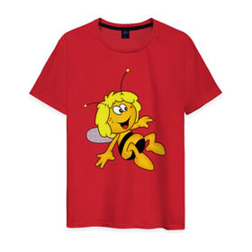 Мужская футболка хлопок с принтом пчелка Майя , 100% хлопок | прямой крой, круглый вырез горловины, длина до линии бедер, слегка спущенное плечо. | Тематика изображения на принте: вилли | майя | мая | пчелка | пчёлка майя | флип