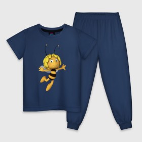 Детская пижама хлопок с принтом пчелка Майя , 100% хлопок |  брюки и футболка прямого кроя, без карманов, на брюках мягкая резинка на поясе и по низу штанин
 | Тематика изображения на принте: вилли | майя | мая | пчелка | пчёлка майя | флип