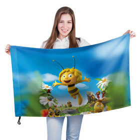Флаг 3D с принтом Пчелка Майя , 100% полиэстер | плотность ткани — 95 г/м2, размер — 67 х 109 см. Принт наносится с одной стороны | вилли | майя | мая | пчелка | пчёлка майя | флип