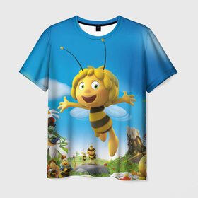 Мужская футболка 3D с принтом Пчелка Майя , 100% полиэфир | прямой крой, круглый вырез горловины, длина до линии бедер | Тематика изображения на принте: вилли | майя | мая | пчелка | пчёлка майя | флип