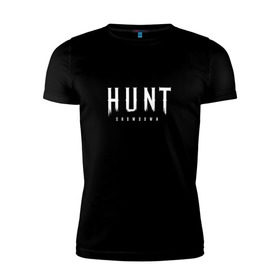 Мужская футболка премиум с принтом Hunt: Showdown White Logo , 92% хлопок, 8% лайкра | приталенный силуэт, круглый вырез ворота, длина до линии бедра, короткий рукав | crytek | game | hunt | hunt: showdown | hunter | monsters | showdown | игра | крайтек | охота | столкновение