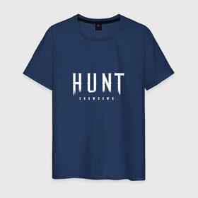 Мужская футболка хлопок с принтом Hunt: Showdown White Logo , 100% хлопок | прямой крой, круглый вырез горловины, длина до линии бедер, слегка спущенное плечо. | Тематика изображения на принте: crytek | game | hunt | hunt: showdown | hunter | monsters | showdown | игра | крайтек | охота | столкновение
