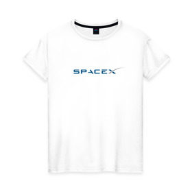 Женская футболка хлопок с принтом SpaceX , 100% хлопок | прямой крой, круглый вырез горловины, длина до линии бедер, слегка спущенное плечо | 9 | bfr | elon musk | falcon | heavy | день космонавтики | илон маск | космические путешествия | космос | наука | ракета | ракетоноситель | реактивная тяга | фалькон