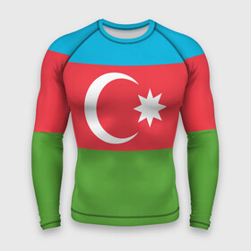 Мужской рашгард 3D с принтом Азербайджан ,  |  | Тематика изображения на принте: azerbaijan | azrbaycan | звезда | ислам | полумесяц | флаг