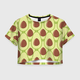 Женская футболка 3D укороченная с принтом Авокадо , 100% полиэстер | круглая горловина, длина футболки до линии талии, рукава с отворотами | avocado | food | fruit | pattern | vegan | vegetarian | авокадо | веган | вегетарианство | еда | паттерн | правильное питание | фрукт
