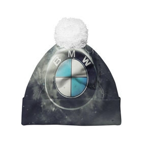 Шапка 3D c помпоном с принтом Логотип BMW , 100% полиэстер | универсальный размер, печать по всей поверхности изделия | logo bmw | бмв | логотип bmw | логотип бмв