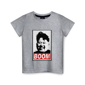 Детская футболка хлопок с принтом BOOM КИМ ЧЕН ЫН , 100% хлопок | круглый вырез горловины, полуприлегающий силуэт, длина до линии бедер | boom | kim chen eun | mems | ким чен ын | кнр | мемы | северная корея | ядерные ракеты